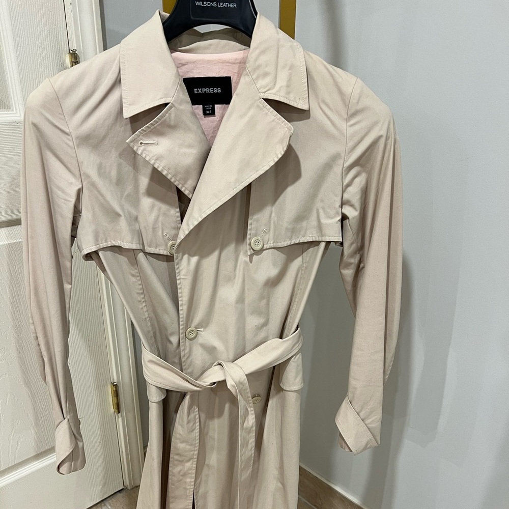 Express Light Beige Belted Trench Coat